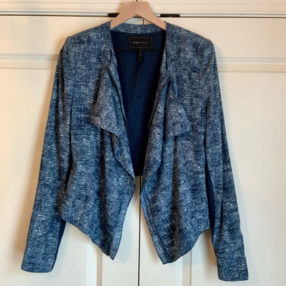 BOGO - Blue Blazer Style Zip-up Jacket with Ruffle
